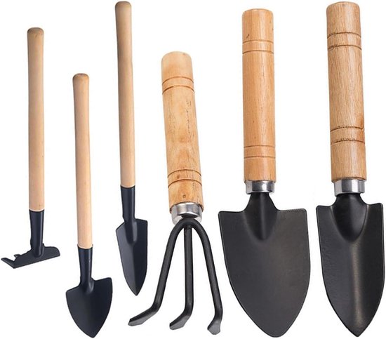 Allecto Plus - Mini-tuingereedschap set van 6 stuks voor potplanten en bloemen met anti-roest behandeling van Allecto Plus