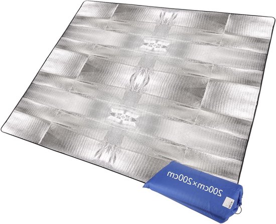 Allecto Plus - Opvouwbare isolatiemat voor kamperen en strandpicknick - 200 x 200 cm - Lichtgewicht aluminiumfolie - Thermomat voor outdoor gebruik