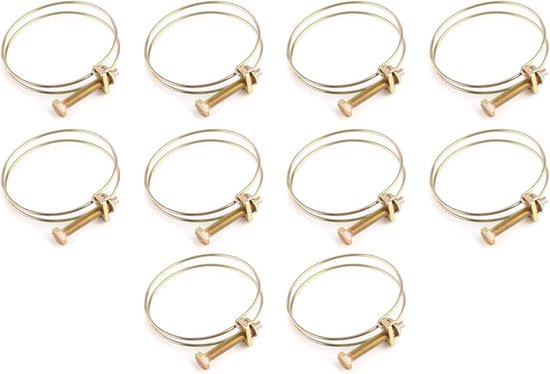 Allecto Plus - Set van 10 verstelbare Waterslang Klemmen - Roestvrijstalen Dubbele Pincet - Klemmen voor Waterleidingen (32mm)