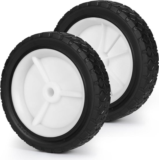 Allecto Plus - Set van 2 rubberen wielen 175 mm - 7 inch voor grasmaaier wagen - Draagvermogen 70 kg - Geschikt voor grill bolderkar gazontractor aanhanger. van Allecto Plus