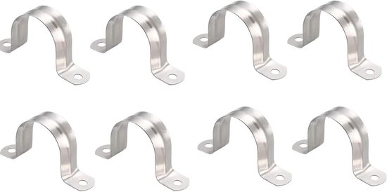 Allecto plus - Set van 8 Stijve Pijp Klemmen 40mm, Roestvrij Staal U Beugel met 2 Gaten voor Buis Bevestiging van Allecto plus