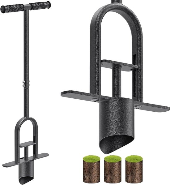 Allecto Plus - Sferische Plantenbak 87cm Lang Handvat Lamp Planten Transplanter Gazon Bloemen Planten Gereedschap 11.5cm Diepte Sod Pluger Nib Vorm Tulp Narcis Tuin Multitool met Automatische Bodemafgifte van Allecto Plus