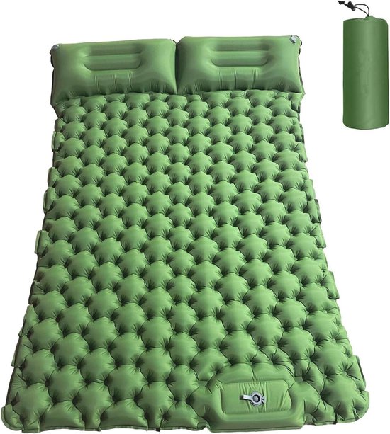 Allecto Plus - Zelfopblazend luchtmatras voor camping - ultralicht - met voetpomp en kussen - outdoor wandelen - 196 x 125 x 9 cm
