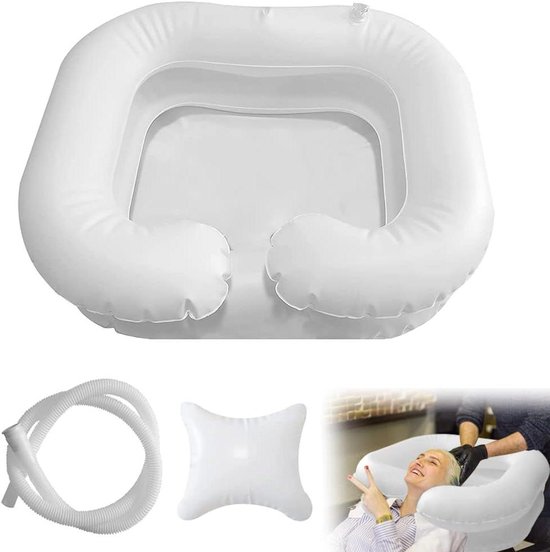 Allecto Premium - Mobiele Haar Wasbak voor Bedlegerige Ouderen en Zwangere Vrouwen - Draagbaar en Opblaasbaar - Wit van Merkloos