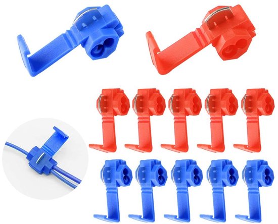 Allecto - Quick Connectorset - Kabelverbindingen - Vergrendelingsaansluitingen - Rood en blauw - Snelkoppelingen - Geschikt voor elektrische verbin... van Merkloos