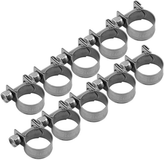 Allecto - Slangklemmen - Brandstofslang - Roestvrijstalen - Pijpklemmen - 10 stuks 14-16mm - Geschikt voor brandstofslangen van Merkloos