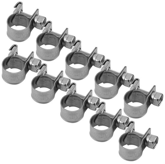 Allecto - Slangklemmen - Zeer duurzaam - 6mm-20mm - Mini brandstofslang klemmen - Voor sanitair - 10 stuks