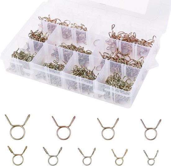 Allecto - Spring Slangklemmen - 330 stuks - Roestvrij staal - Waterleiding Slangklemmen - Brandstofleiding Slangklemmen - Geschikt voor moto scoote... van Merkloos