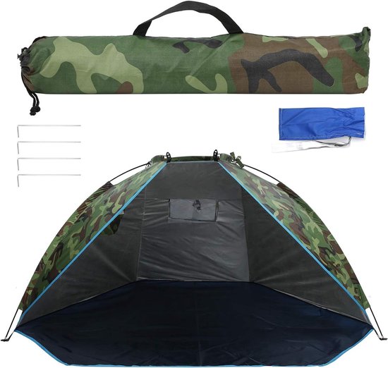 Allecto - Vistent - Camping - Waterdicht - Camouflage - Outdoor - Draagbare - Geschikt voor merk - Twee Personen - Groen - Ruime Camouflagetent voor 2 personen met waterdichte zonneklep van Merkloos