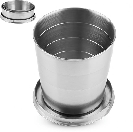 Allecto - Vouwbare Cup - Opvouwbare Reisbeker - Compact en Lichtgewicht - Ideaal voor Kamperen - Sleutelhanger Inclusief - Geschikt voor Outdoor