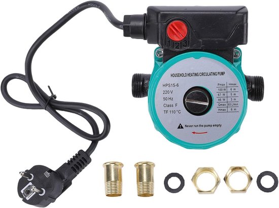 Allecto - Warmwater Circulatiepomp - Hoog rendement - 65L/min - Drie snelheden - Geschikt voor elektrisch verwarmingssysteem - 6M lift - NPT 1 tot ... van Merkloos