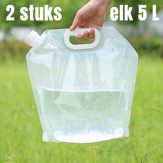 Allernieuwste.nl® 2 STUKS Waterzakken 5 Liter Camping Outdoor Opvouwbare Draagbare Waterzak 5L Opbergtas - Transparant - 32.5 x 35 cm - 2 STUKS van Allernieuwste.nl