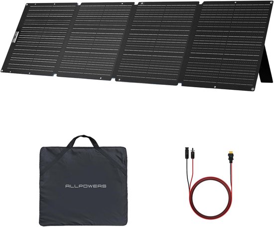 ALLPOWERS SE200 200 W Zonnepaneel, Opvouwbaar Zonnepaneel met Verstelbare Standaard, IP68 Waterdichte ETFE Zonnelader voor Energiecentrale, Buiten, Kamperen, Camper, Tuin, Stroomuitval van Merkloos