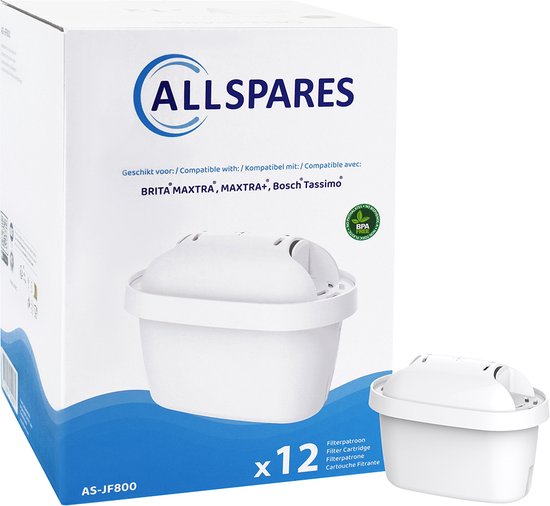 AllSpares Filterpatronen voor Waterkannen (x12) geschikt voor BRITA MAXTRA+, MAXTRA PRO en Bosch Tassimo van AllSpares