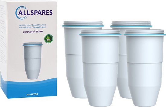 AllSpares Waterfilter (4x) geschikt voor alle Zerowater Waterkannen Vervangingsfilter voor o.a. ZW-5317, ZR-017 (filtert PFAS) van Merkloos