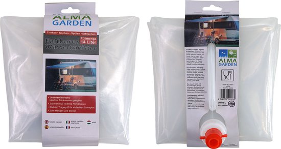 Alma Garden Waterzak/jerrycan - opvouwbaar - 14 Liter - Kunststof - transparant - met kraantje van ALM