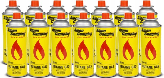 Alpen Camping - Set van 14 stuks - Gaspatroon 400 ml | Certificaat: Pi 0875 | EN417 compliant, isobutaan, werkbereik -10 ° C tot + 40 ° C, IK004 van IK004