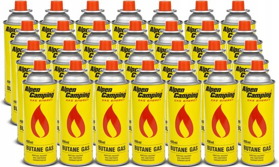 Alpen Camping - Set van 28 stuks - Gaspatroon 400 ml - Certificaat: Pi 0875 - EN417 compliant, isobutaan, werkbereik -10 ° C tot + 40 ° C, IK004 van Merkloos
