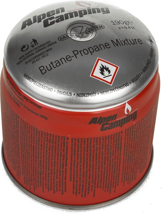 Alpen Camping - Set van 48 stuks Gaspatroon - certificaat: Pi 0437, voldoet aan EN417 - propaan-butaan, bereik -10°c tot + 40°c, GAS STOP systeem IK006 van Merkloos