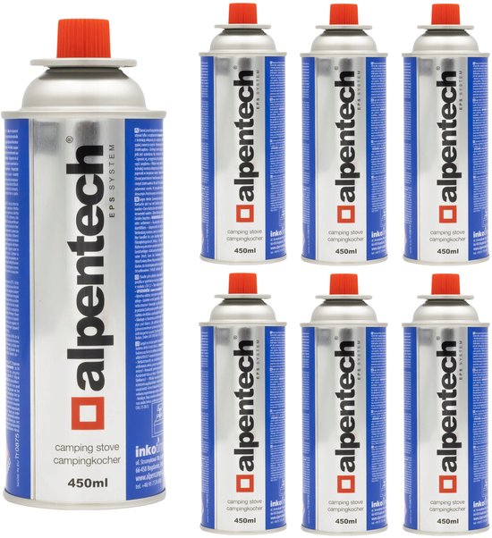 Alpentech 450ml gaspatroon, EN417 conform, isobutaan, EPS systeem, IK301 - Set van 7 stuks