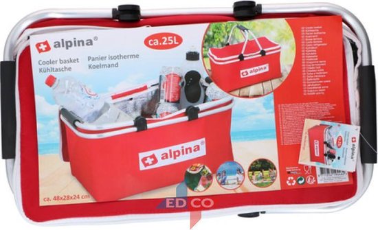 Alpina koeltas 25l - opvouwbaar - lichtgewicht - 48x28x24 cm - kunststof/textiel - rood van Alpina
