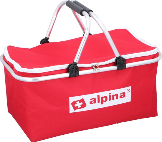 alpina Koeltas met Handvat - ca 25 Liter - Afsluitbaar met rits - Rood van Alpina