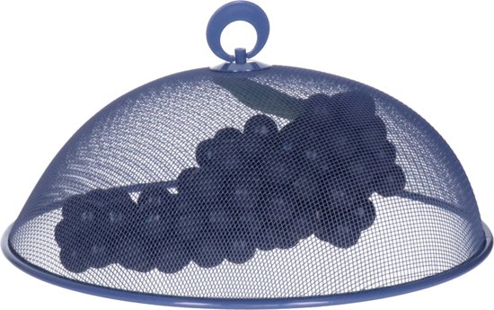 Alpina Vliegenkap/voedselkap - rond - blauw - D30 x H15 cm - buiten eten - anti insecten - metaal van ALPINA
