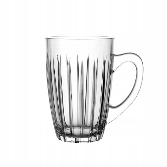 Altom Design Venus - Glazen Mok / Theeglas - 350 ml - Geribbeld Glas - Met Oor - Vaatwasserbestendig - Transparant