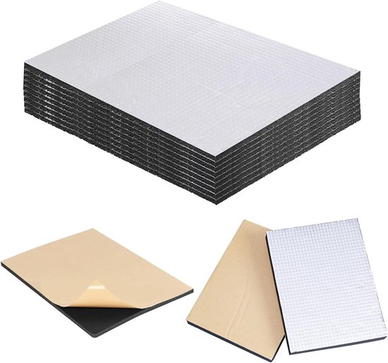 Alubutyl Geluidsisolatie Platen 5 mm - Zelfklevende Aluminium Matten voor Auto Isolatie - 12 Stuks 40 x 25 cm, Brandwerend en Geluidsabsorberend van Merkloos