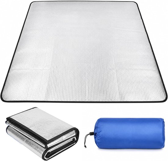 Aluminium Isolatiemat - 200 x 200 cm - Waterdichte Schuimmat met Aluminiumfolie - Voor Kamperen en Buitenactiviteiten