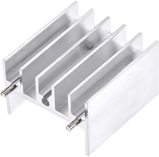 aluminium koellichaam TO-220 voor MOSFET-transistordiodes - 25mm x 23mm x 16mm met steunpennen van Merkloos