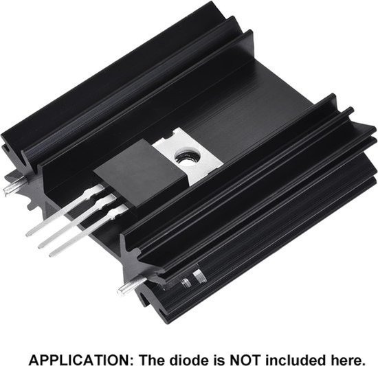 Aluminium koellichaam TO-220 voor transistordiodes - 34 mm x 25 mm x 12 mm met steunpennen