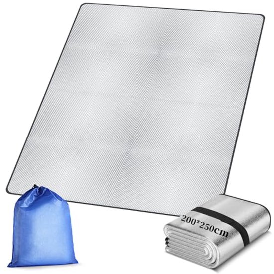 Aluminium Thermische Isolatiemat 200x250 cm - Waterdichte Campingslaapmat, Grondmat voor Tent, Lichtgewicht en Opvouwbaar - Geschikt voor Kamperen, Yoga en Buitenactiviteiten van Merkloos