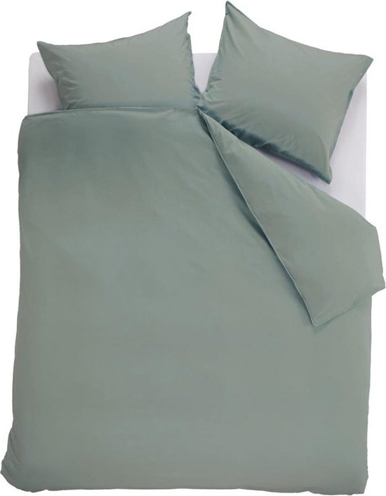 Ambiante Cotton Uni dekbedovertrek - Eenpersoons - 140x200/220 cm - Groen van Ambiante