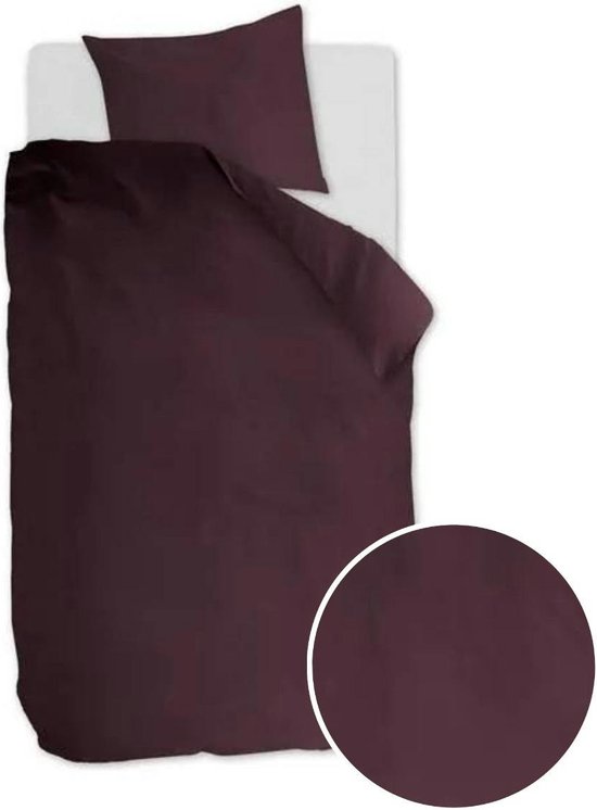 Ambiante Cotton Uni dekbedovertrek - Eenpersoons - 140x200/220 - Donker Rood van Ambiante