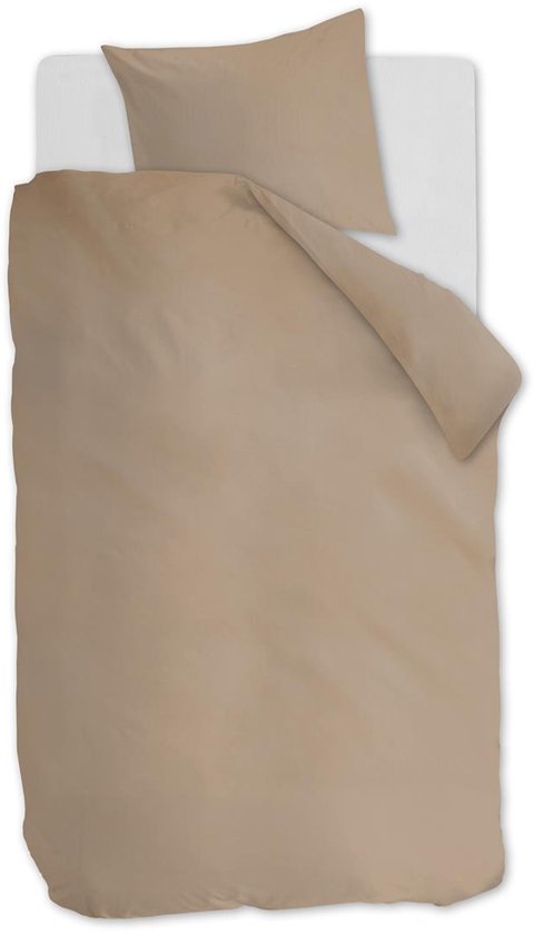 Ambiante Cotton Uni dekbedovertrek - Eenpersoons - 140x200/220 - Khaki van Merkloos
