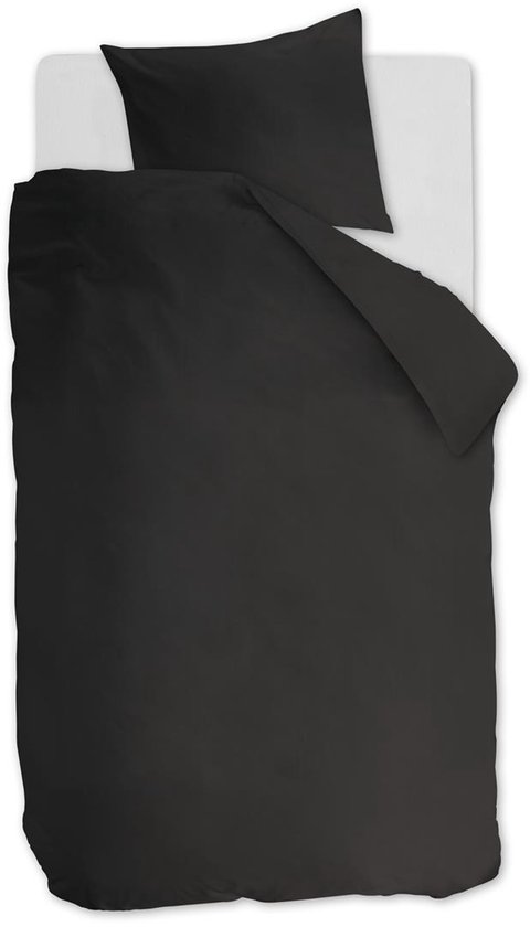 Ambiante Cotton Uni dekbedovertrek - Effen - Eenpersoons - 140x200/220 cm - Antraciet van Merkloos