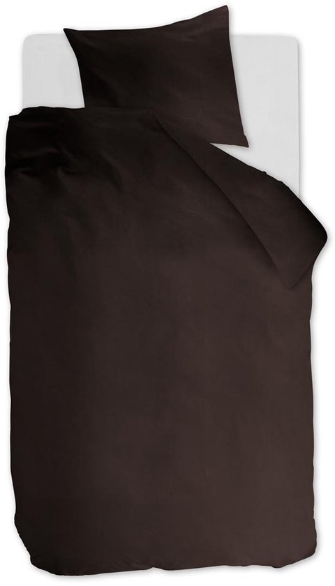 Ambiante Cotton Uni dekbedovertrek - Effen - Eenpersoons - 140x200/220 cm - Bruin
