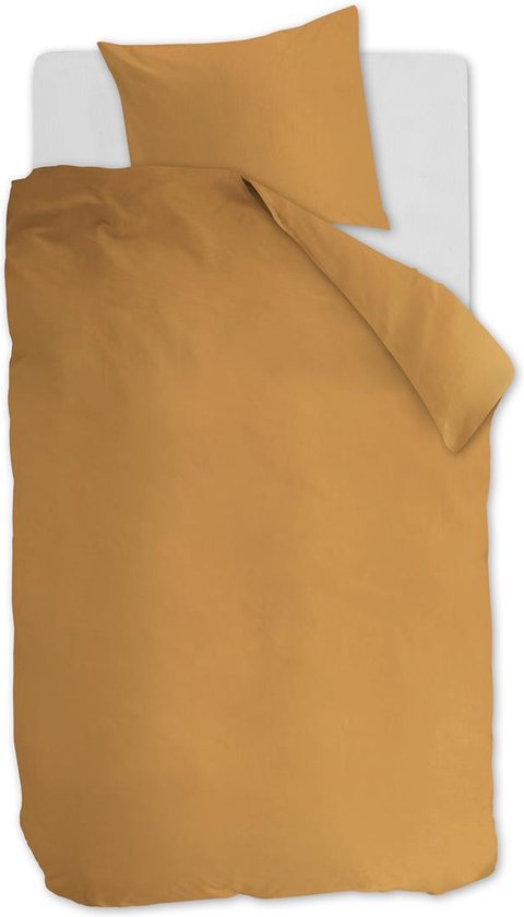 Ambiante Cotton Uni dekbedovertrek - Effen - Eenpersoons - 140x200/220 cm - Oker