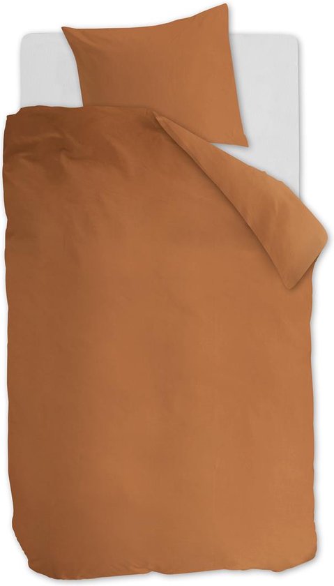 Ambiante Cotton Uni dekbedovertrek - Effen - Eenpersoons - 140x200/220 cm - Oranje