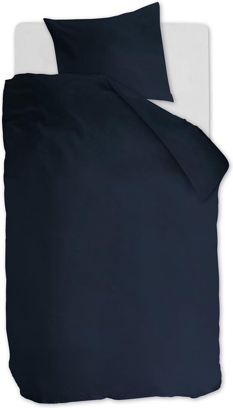 Ambiante Cotton Uni dekbedovertrek - Effen - Eenpersoons - 140x200/220 - Donker Blauw van Merkloos