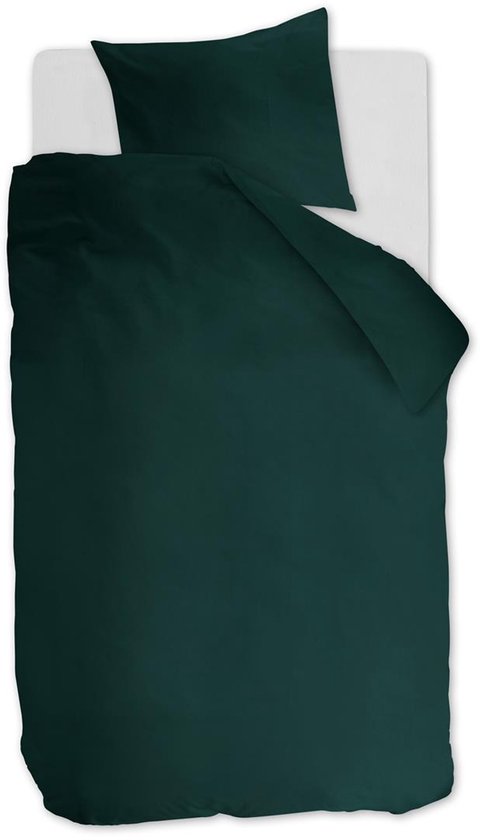 Ambiante Cotton Uni dekbedovertrek - Effen - Eenpersoons - 140x200/220 - Donker Groen van Merkloos