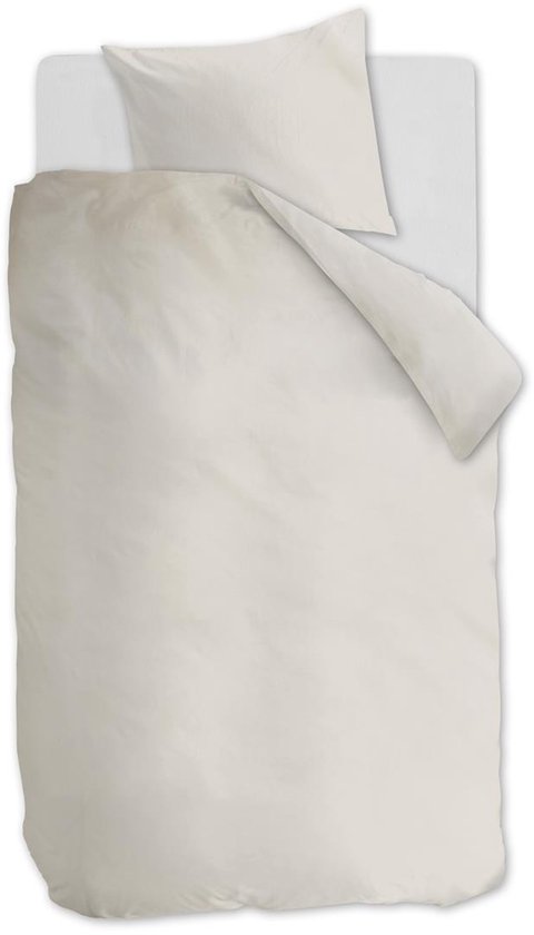 Ambiante Cotton Uni dekbedovertrek - Effen - Eenpersoons - 140x200/220 - Gebroken wit van Merkloos