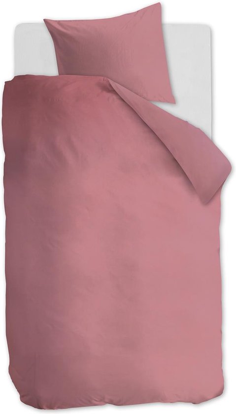Ambiante Cotton Uni dekbedovertrek - Effen - Eenpersoons - 140x200/220 - Roze