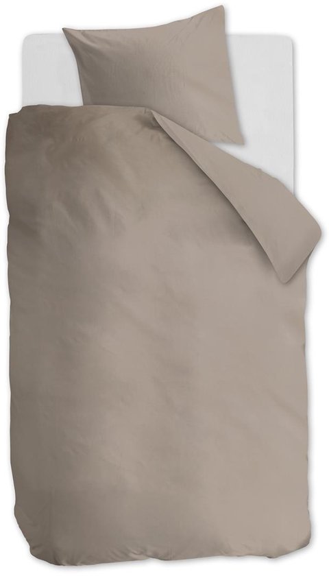 Ambiante Cotton Uni dekbedovertrek - Effen - Eenpersoons - 140x200/220 - Taupe