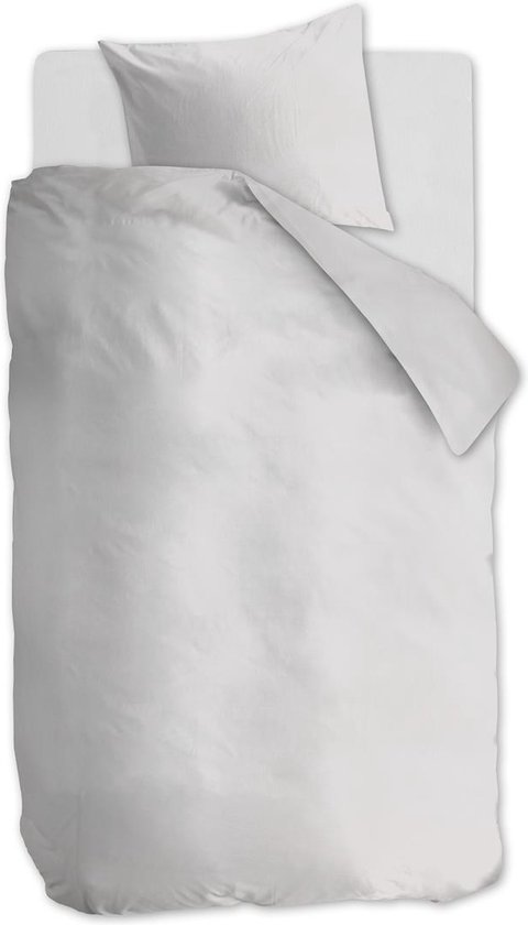 Ambiante Cotton Uni dekbedovertrek - Effen - Eenpersoons - 140x200/220 - Wit van Ambiante