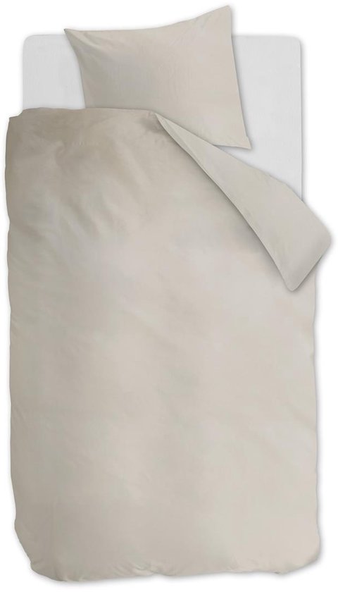 Ambiante Cotton Uni dekbedovertrek - Effen - Eenpersoons - 140x200/220 - Zand van Ambiante