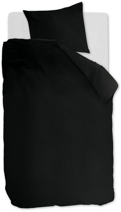 Ambiante Cotton Uni dekbedovertrek - Effen - Eenpersoons - 140x200/220 - Zwart van Merkloos
