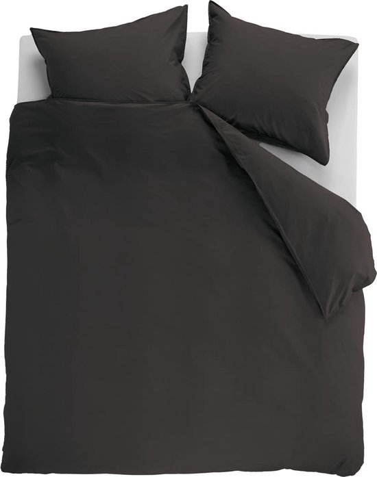 Ambiante Cotton Uni dekbedovertrek - Effen - Lits-Jumeaux - 240x200/220 cm - Antraciet van Merkloos