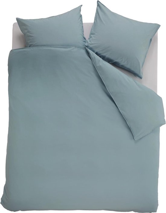 Ambiante Cotton Uni dekbedovertrek - Effen - Lits-Jumeaux - 240x200/220 cm - Blauw van Merkloos